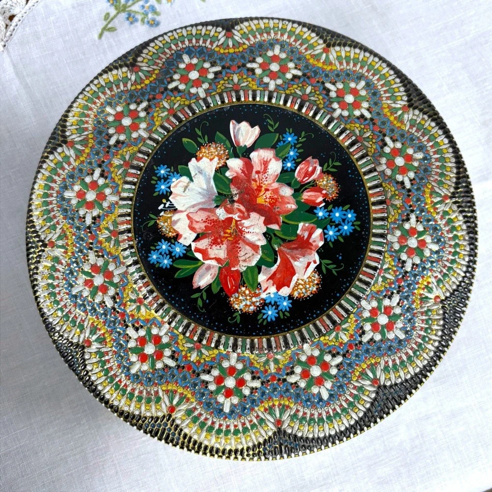 Vintage Huntley & Palmers Blue Jasperware Style & Holland Floral Tin Set of 2